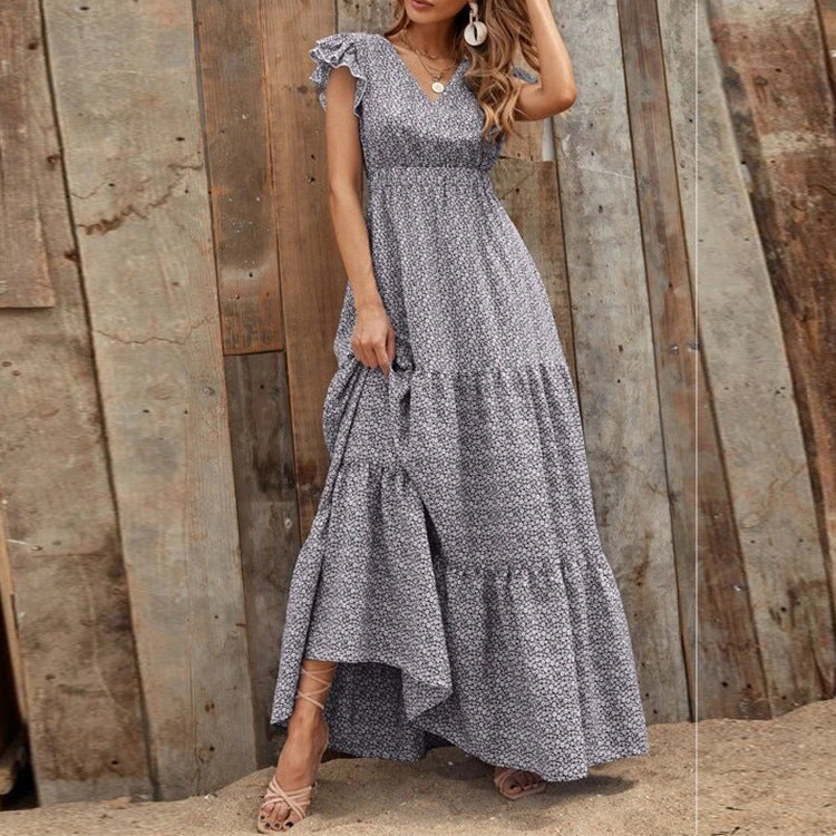 Lena | Ruffle Sleeve Maxi Dress | Cotton Blend