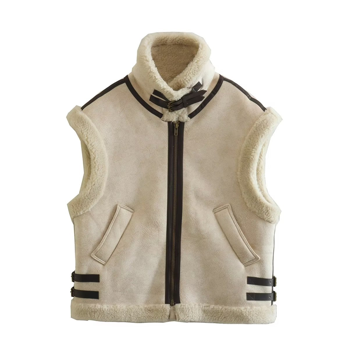 Shearling-Lined Aviator Vest | Multicolor | Winter | Faux Leather