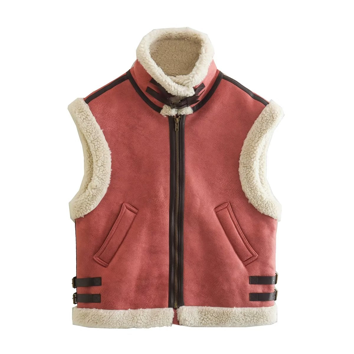 Shearling-Lined Aviator Vest | Multicolor | Winter | Faux Leather