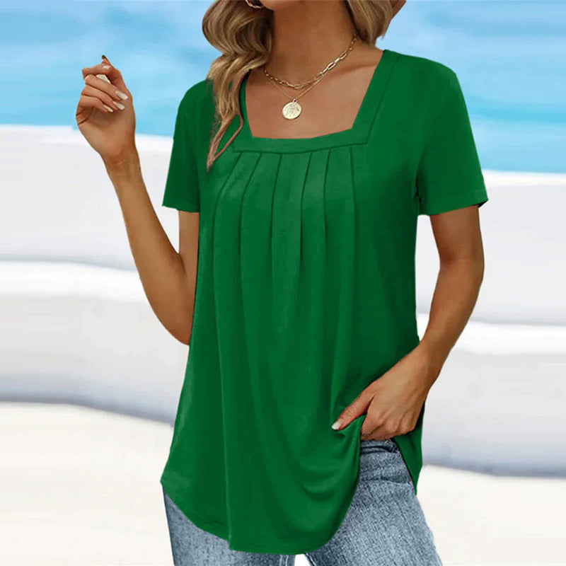 Pleated Square Neck Top | Lightweight & Flowy | Summer Essential