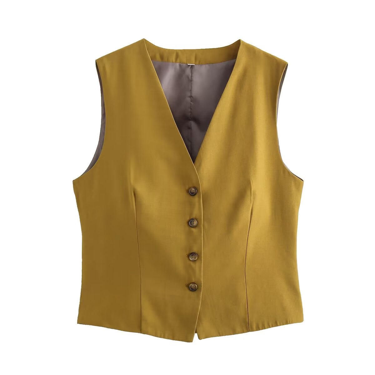 Tailored Buttoned Vest | Brown | Vintage | Cotton Blend