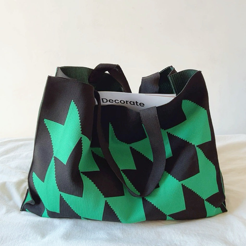 Casual Geometric Tote Bag | Polyester | Everyday Use