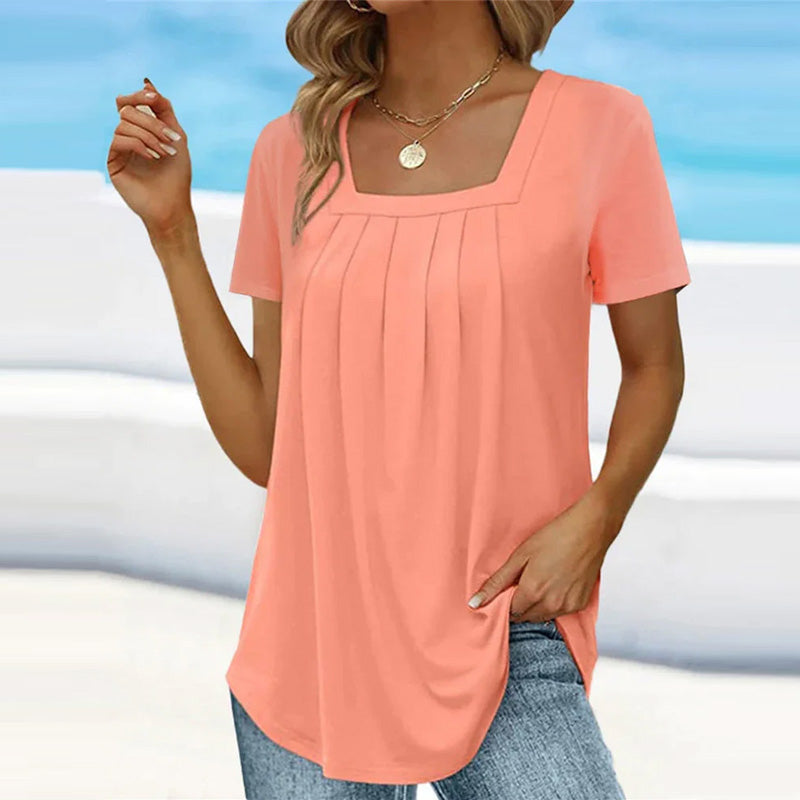 Pleated Square Neck Top | Lightweight & Flowy | Summer Essential
