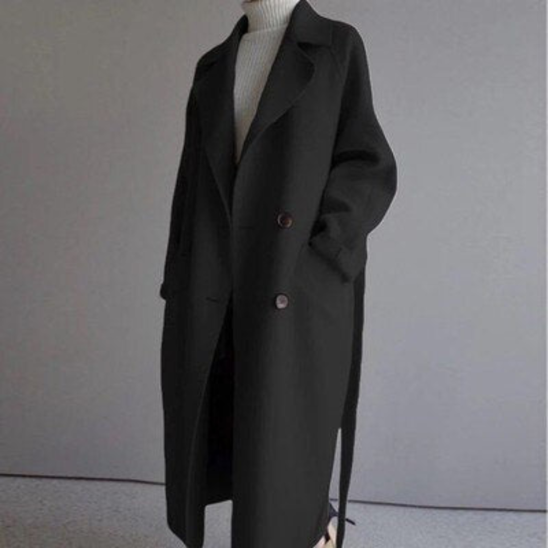 Women's Wool Coat | Multicolor | Button Closure | Long Overcoat