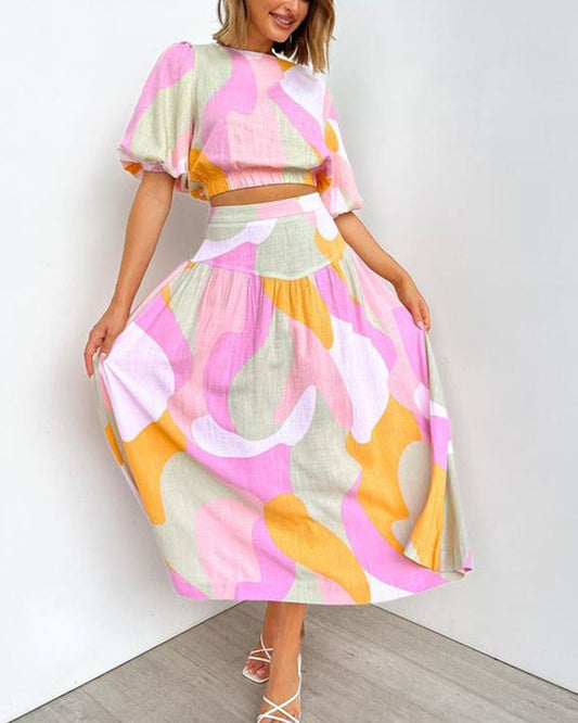 Abstract Print Two-Piece Set | Multicolor | Playful Chic | Cotton Blend