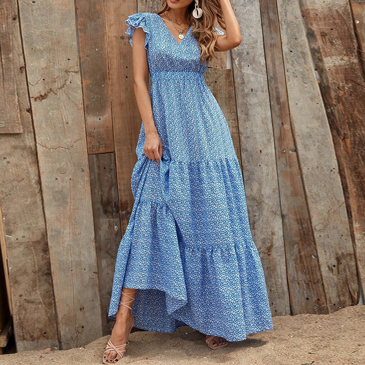 Lena | Ruffle Sleeve Maxi Dress | Cotton Blend