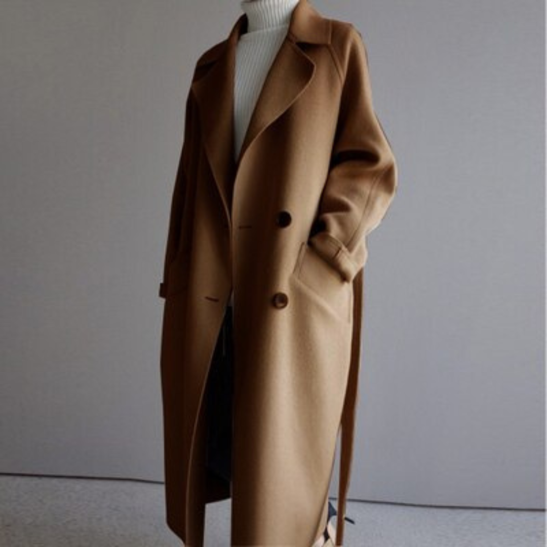 Women's Wool Coat | Multicolor | Button Closure | Long Overcoat