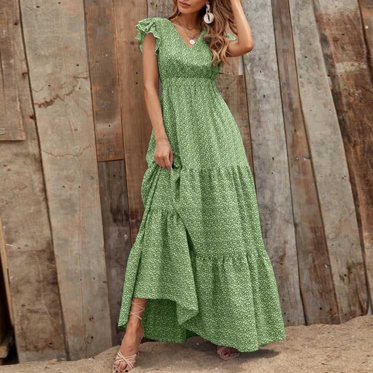 Lena | Ruffle Sleeve Maxi Dress | Cotton Blend