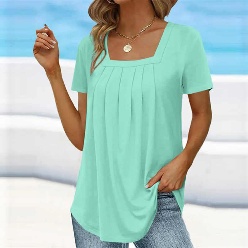 Pleated Square Neck Top | Lightweight & Flowy | Summer Essential