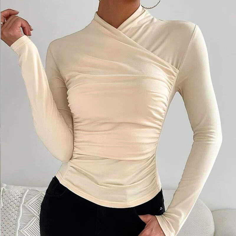 White Ruched Wrap Top | Elegant | Chic and Flattering