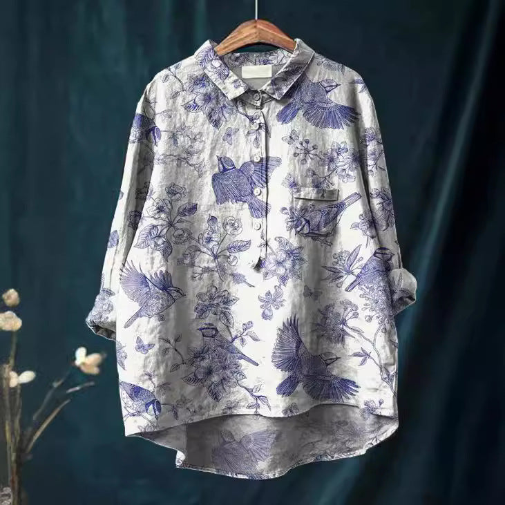 Ava | Bird Print | Casual Style | Button-Up Shirt