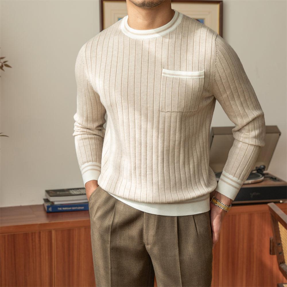 Ribbed Knit Sweater | Contrast Details | Elegant and Comfortable