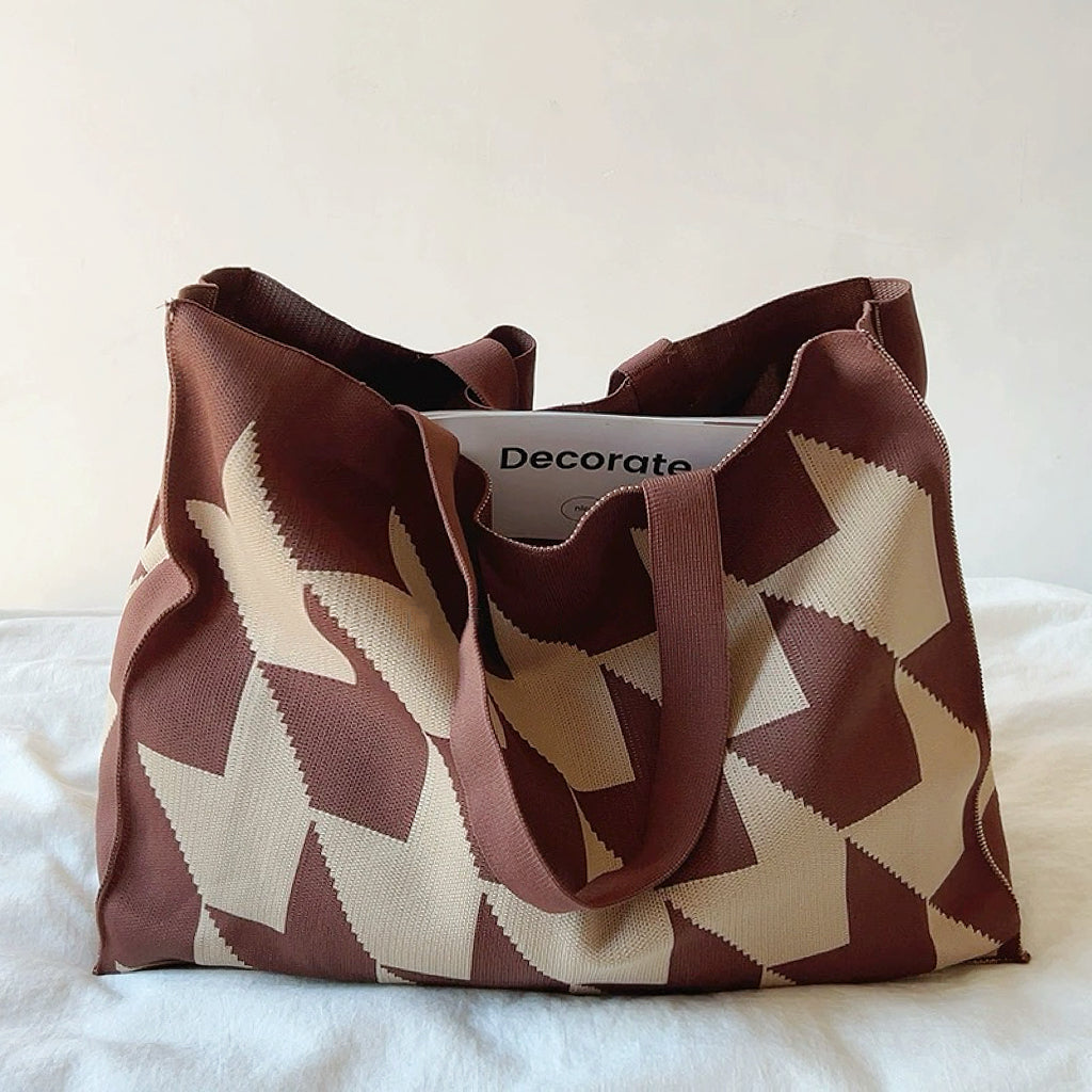 Casual Geometric Tote Bag | Polyester | Everyday Use