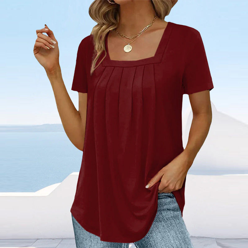Pleated Square Neck Top | Lightweight & Flowy | Summer Essential