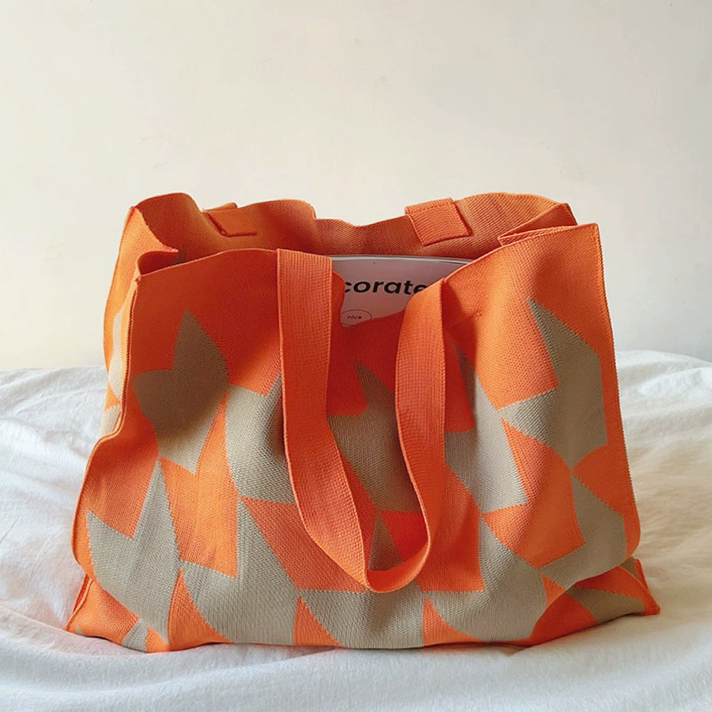 Casual Geometric Tote Bag | Polyester | Everyday Use