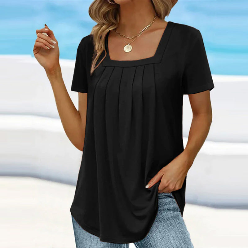 Pleated Square Neck Top | Lightweight & Flowy | Summer Essential