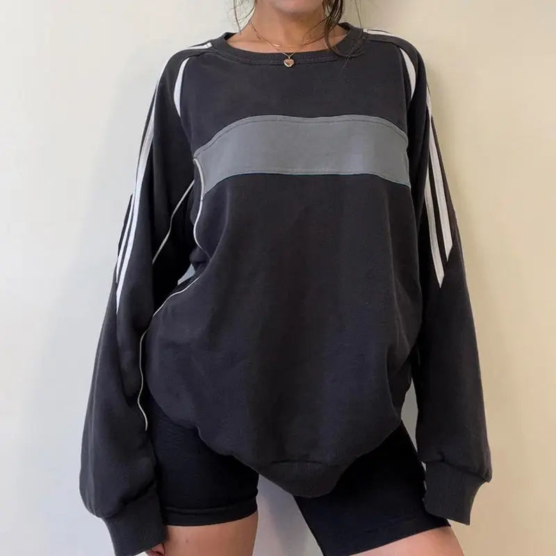 Sport Stripe Pullover | Black | Casual | Polyester Blend