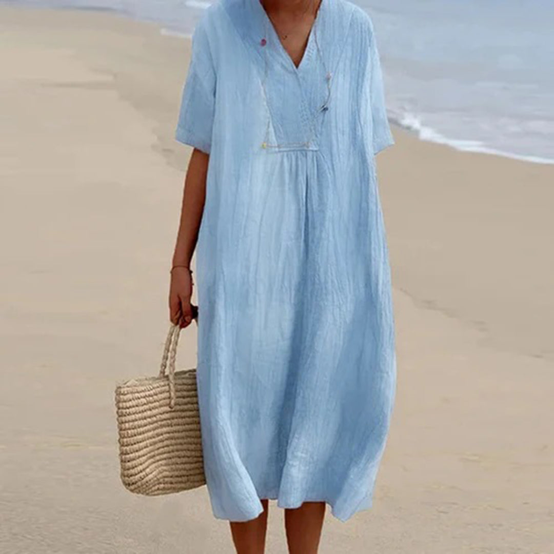 Relaxed Beach Dress | Multicolor | Linen | Perfect for Beach Days