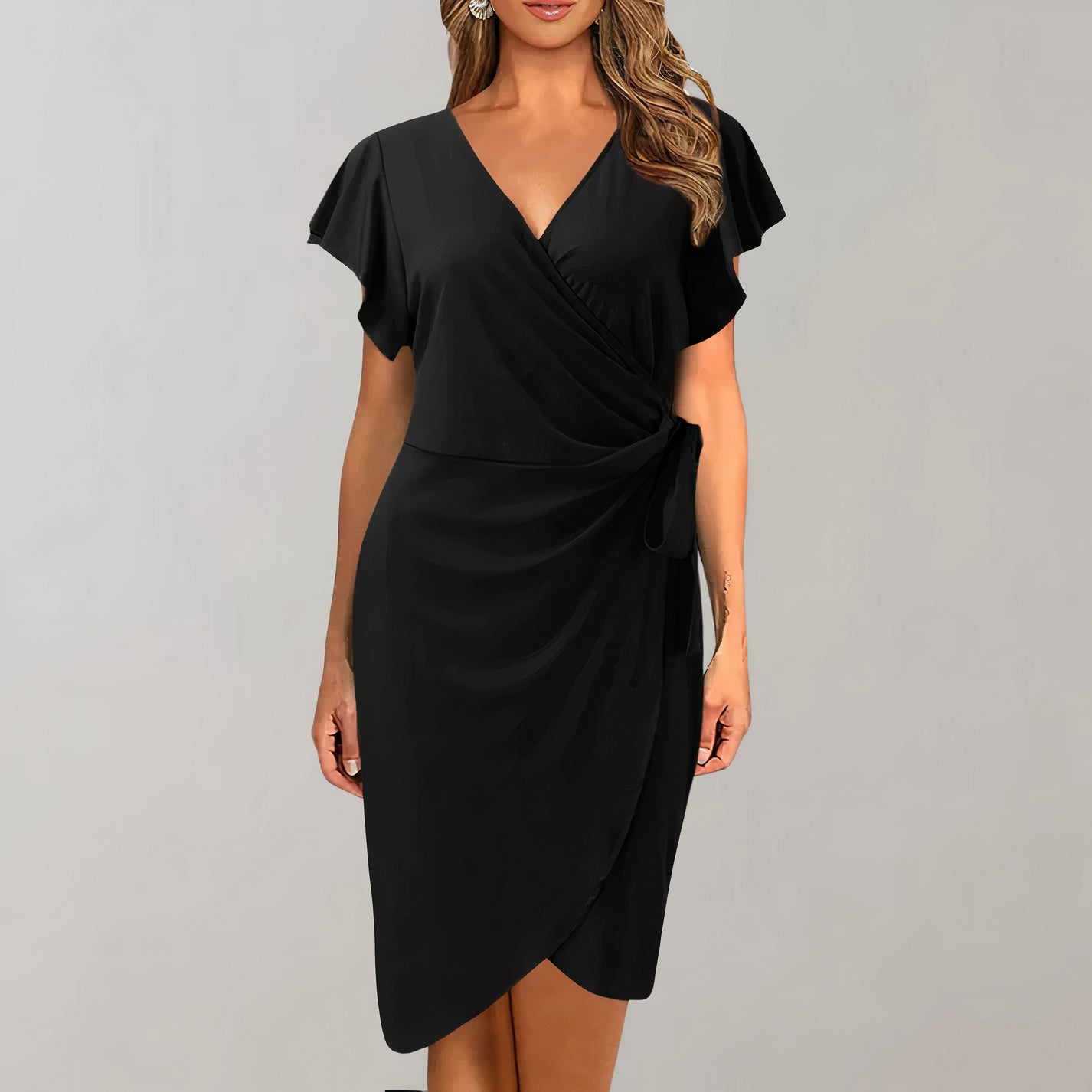 Elegant Wrap Dress | Multicolor| Polyester | Sophisticated and Stylish