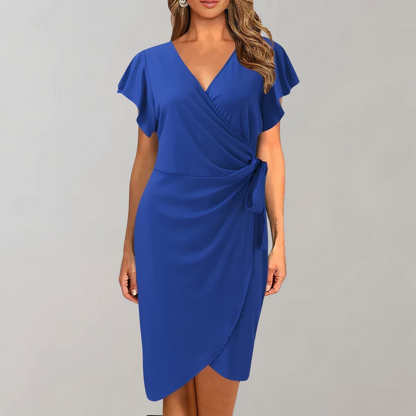 Elegant Wrap Dress | Multicolor| Polyester | Sophisticated and Stylish