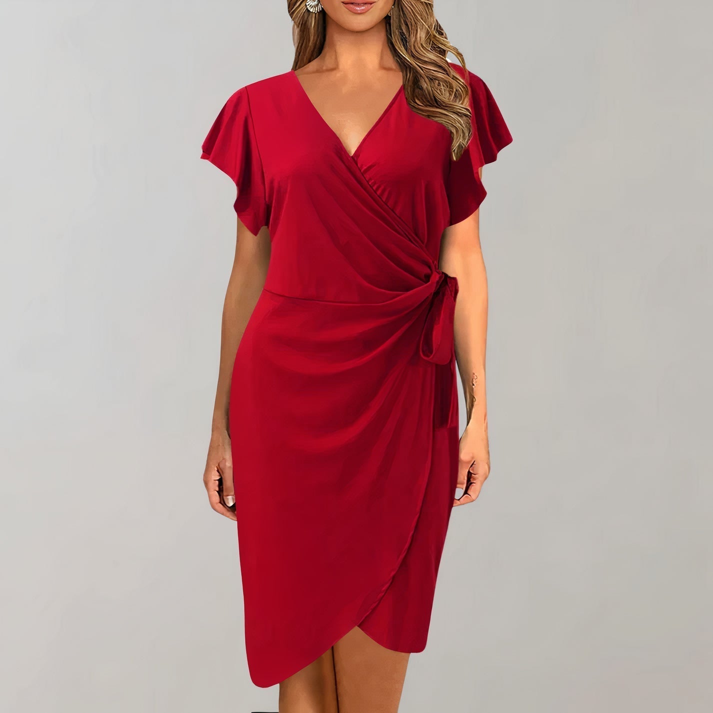 Elegant Wrap Dress | Multicolor| Polyester | Sophisticated and Stylish