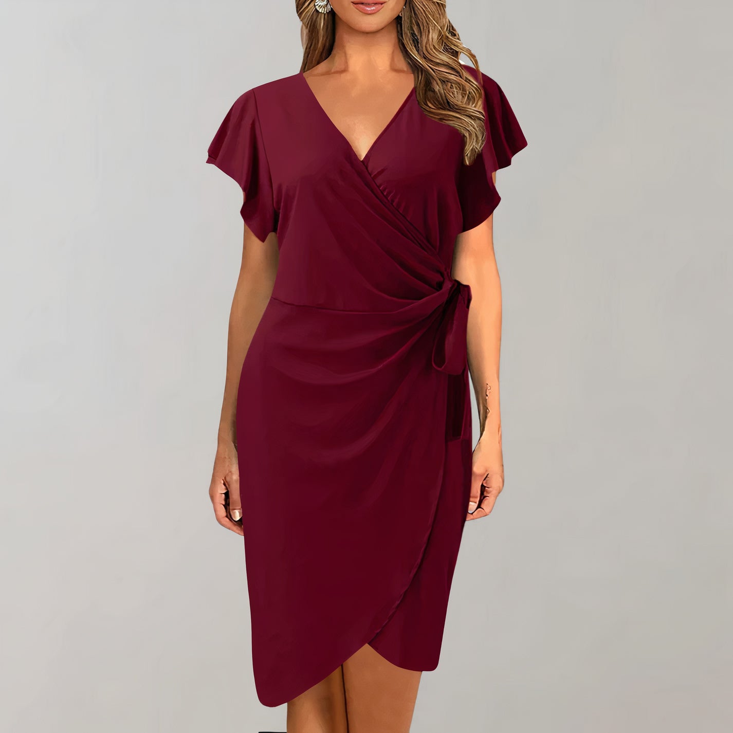 Elegant Wrap Dress | Multicolor| Polyester | Sophisticated and Stylish