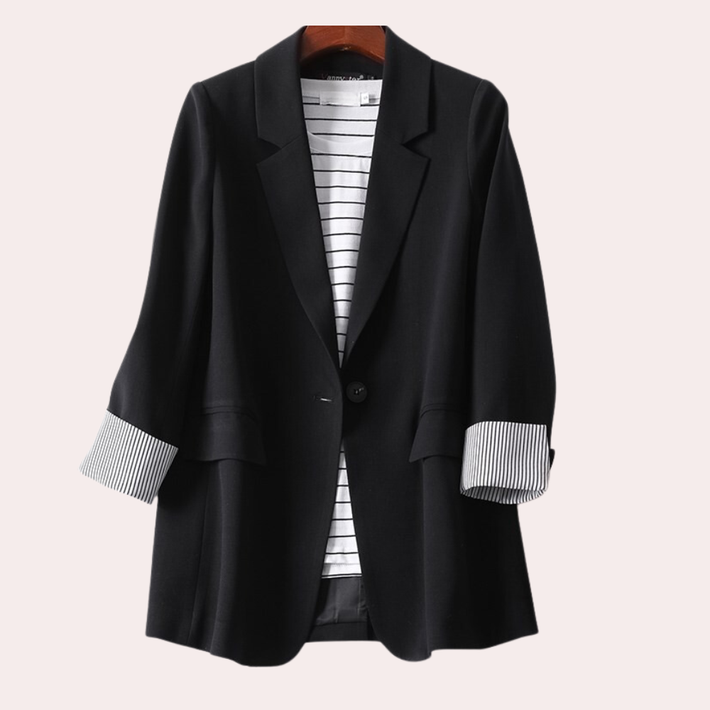 Striped Cuff Blazer | Polyester-Cotton Blend | Professional and Casual