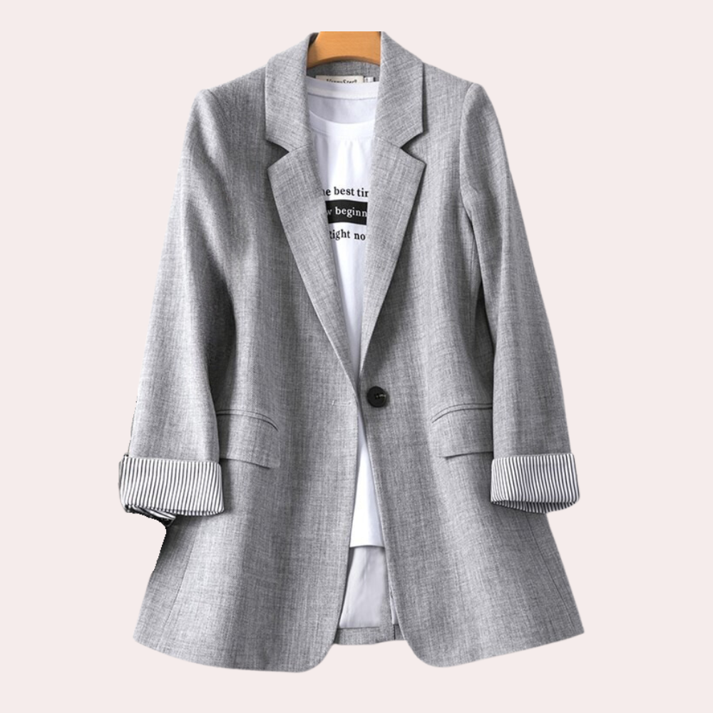 Striped Cuff Blazer | Polyester-Cotton Blend | Professional and Casual