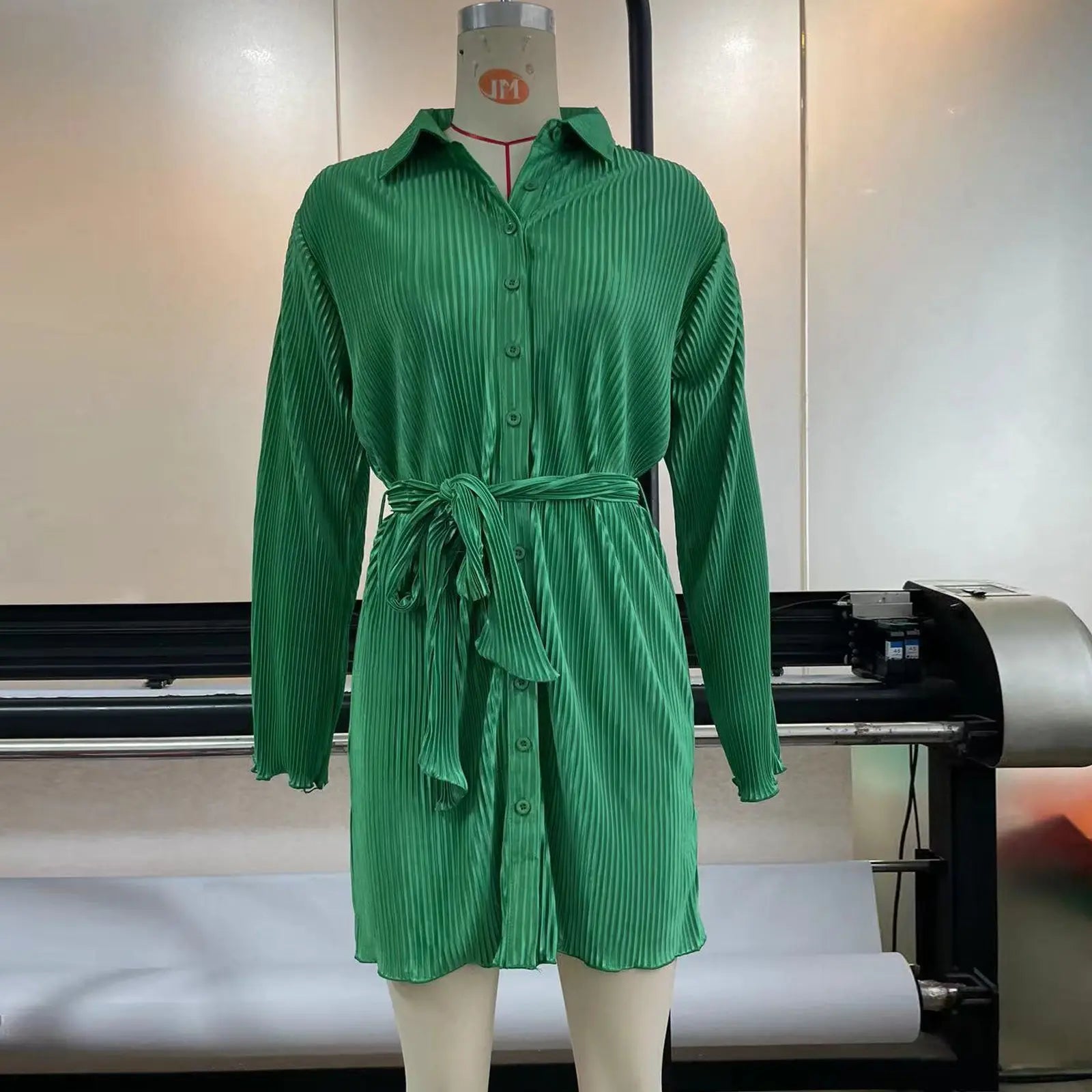 Emerald Glow Shirt Dress | Multicolor | Casual | Polyester