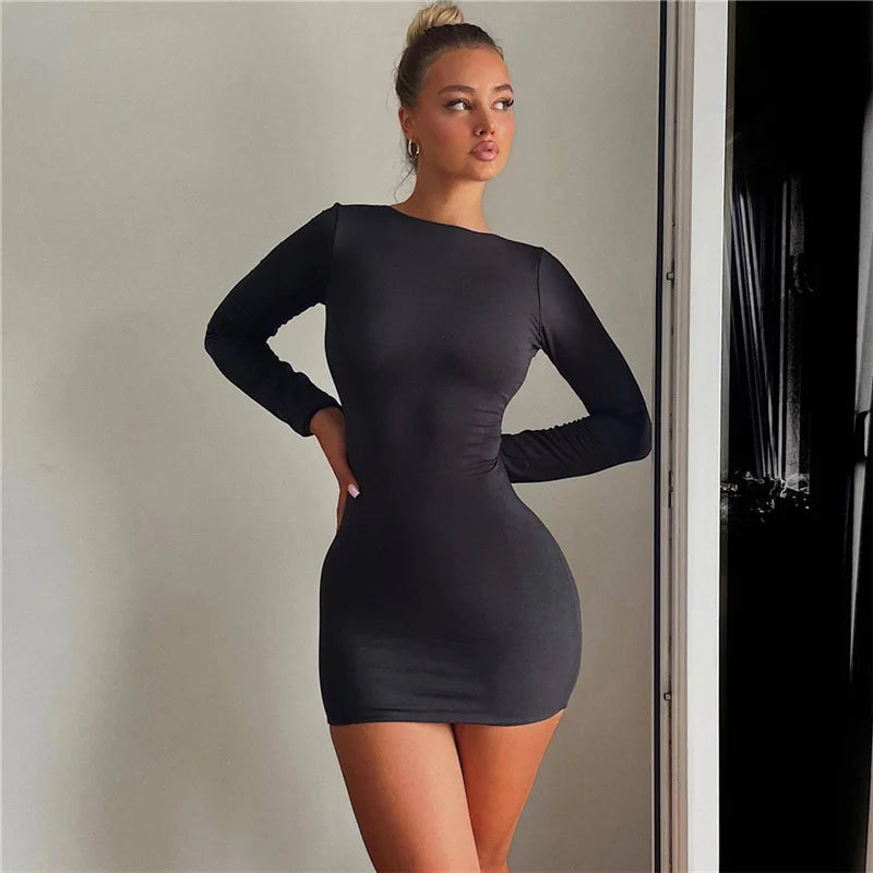 Long Sleeve Bodycon Mini Dress | Figure-Hugging | Elegant Party Wear