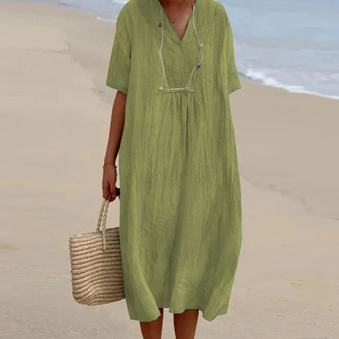 Relaxed Beach Dress | Multicolor | Linen | Perfect for Beach Days