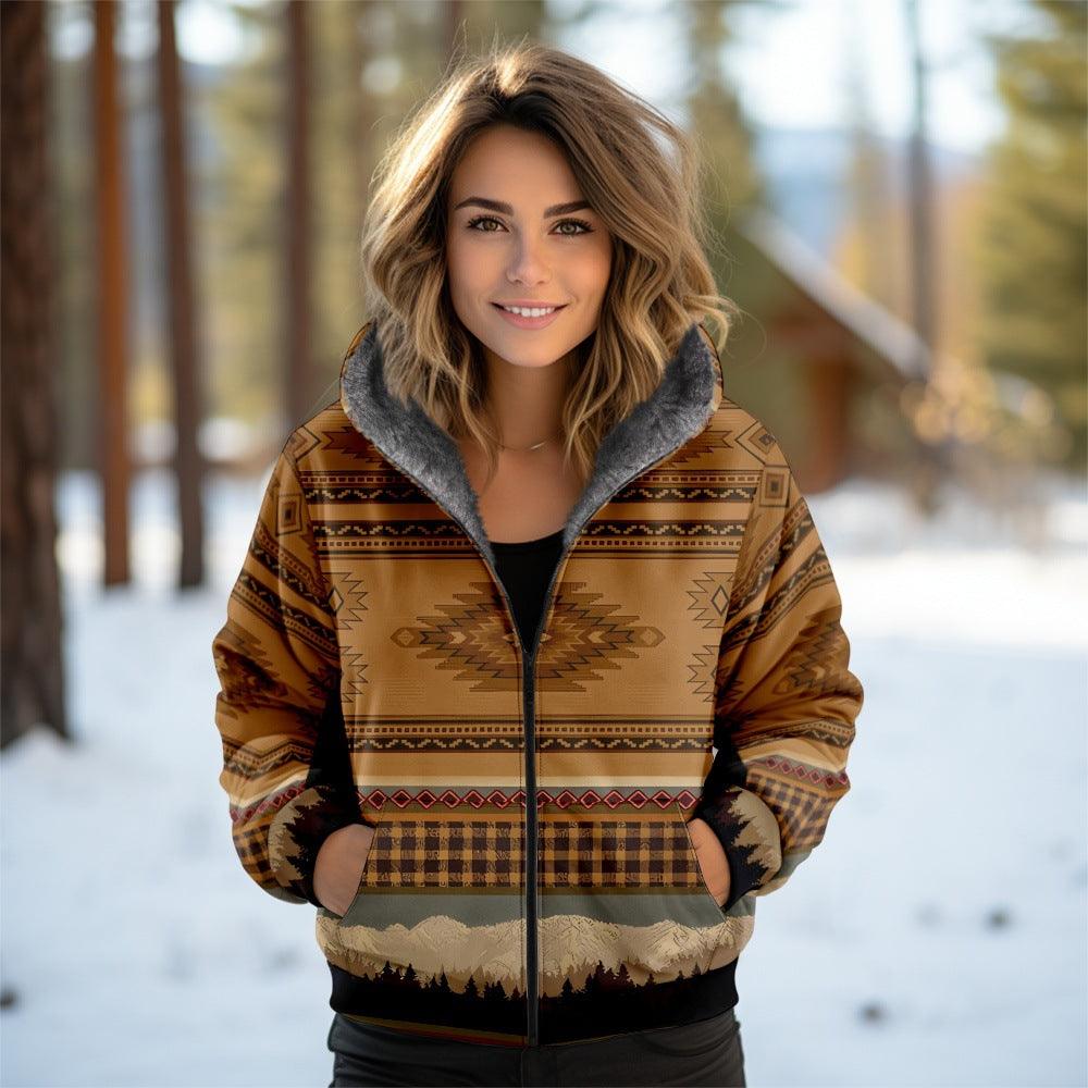 Tribal Fleece-Lined Hooded Jacket | Patterned | Warm and Stylish