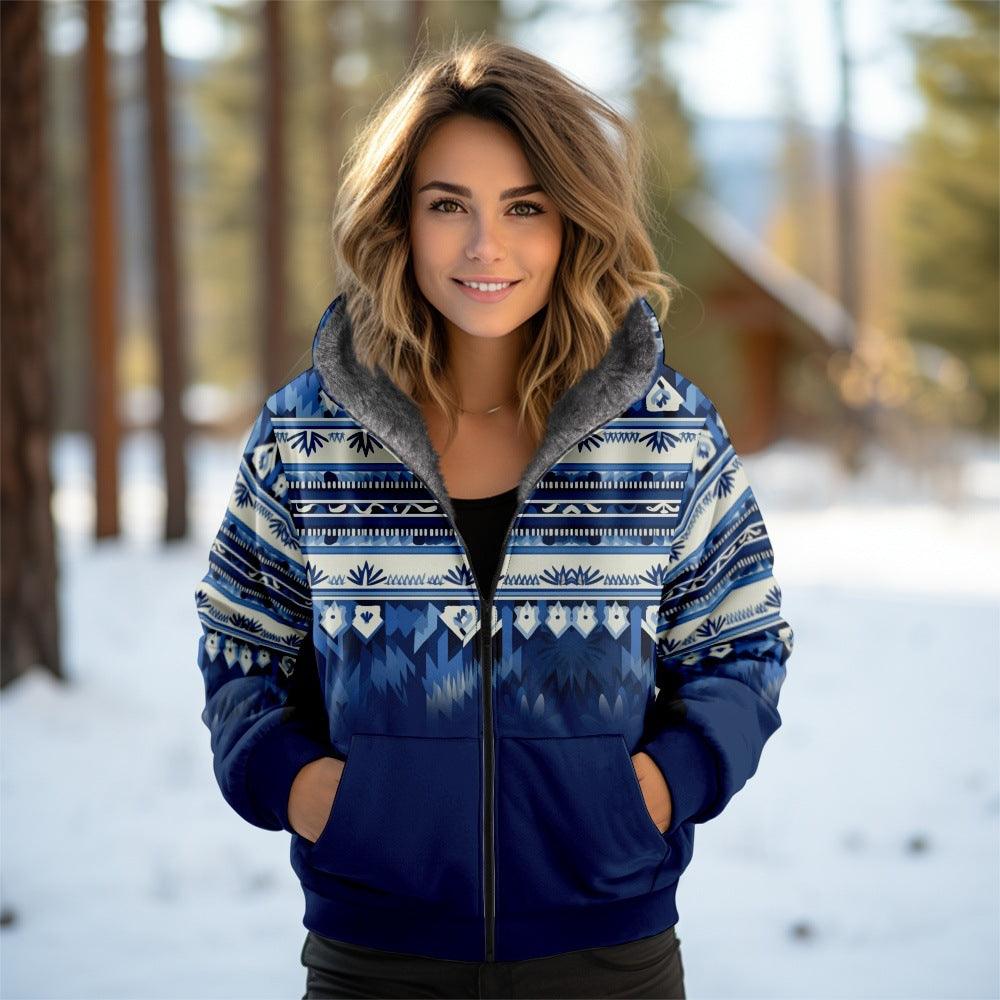 Tribal Fleece-Lined Hooded Jacket | Patterned | Warm and Stylish