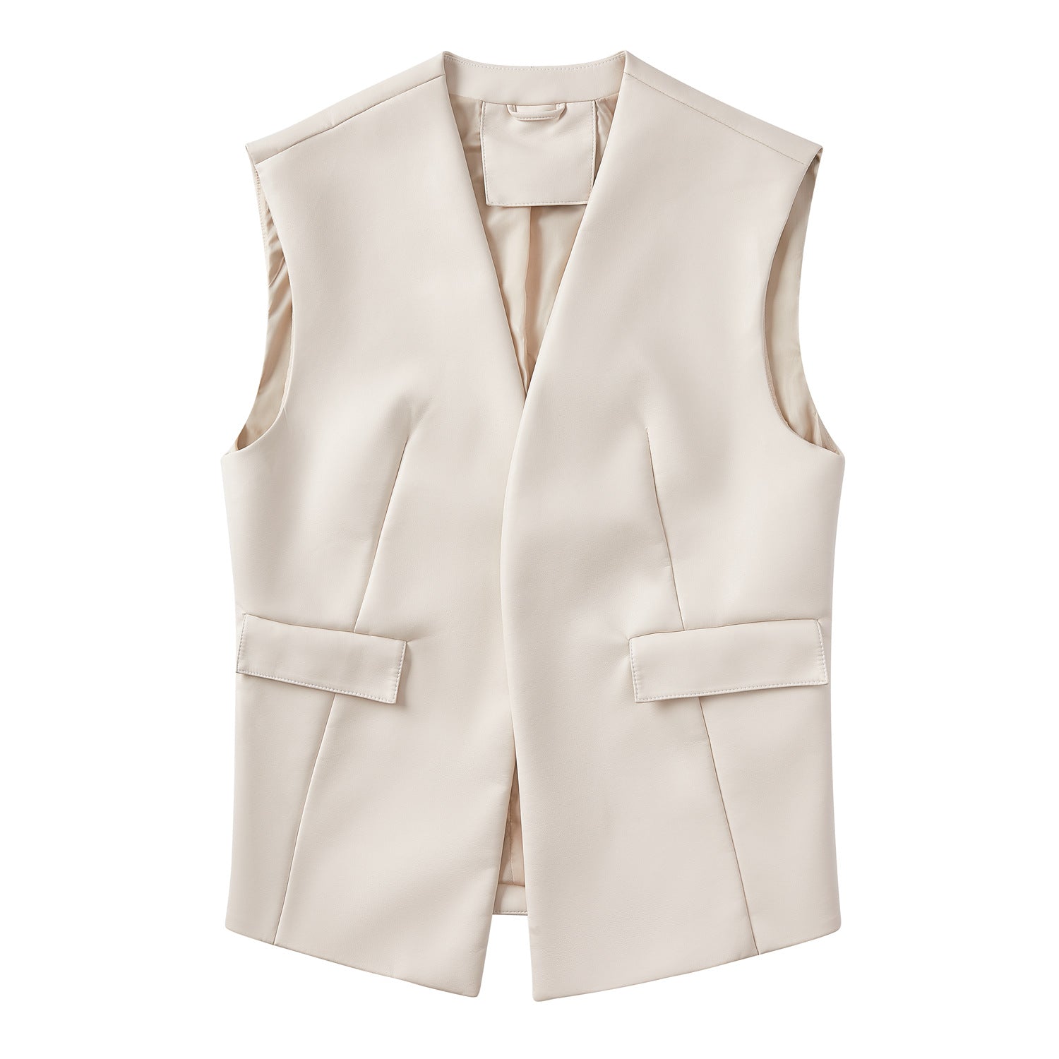 Faux Leather Sleeveless Blazer | Multicolor | Business Casual | PU Leather