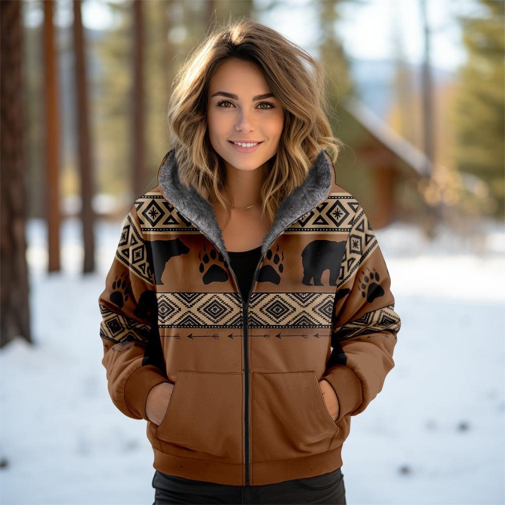 Tribal Fleece-Lined Hooded Jacket | Patterned | Warm and Stylish