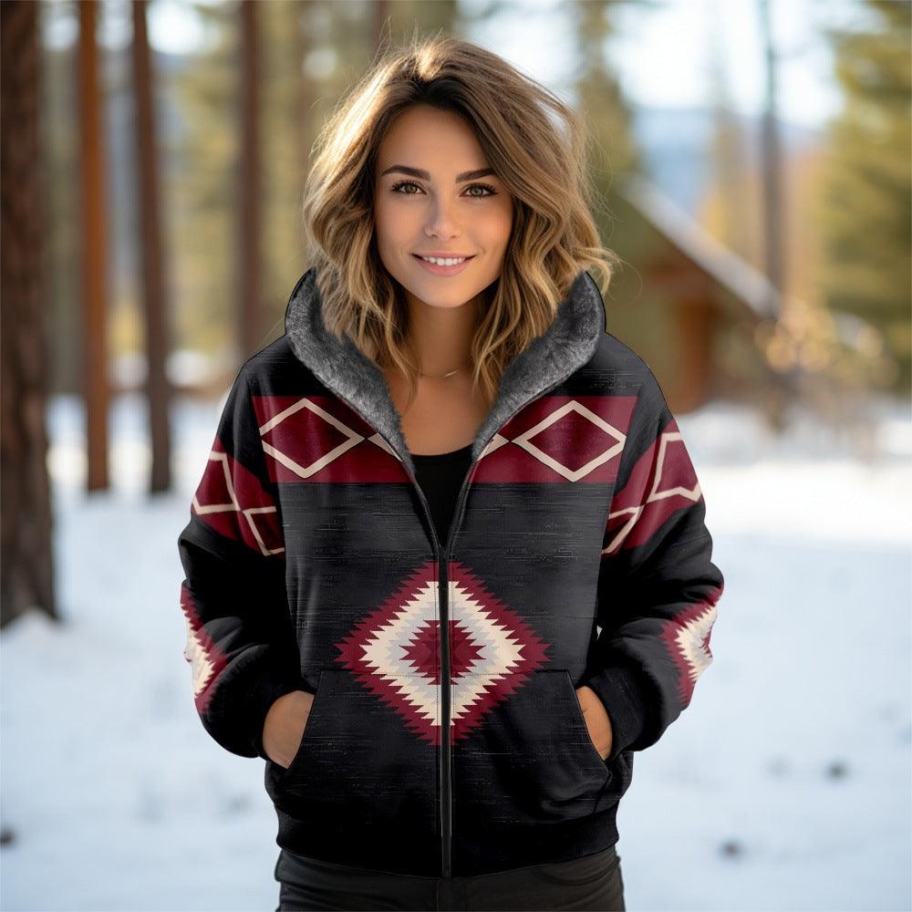 Tribal Fleece-Lined Hooded Jacket | Patterned | Warm and Stylish