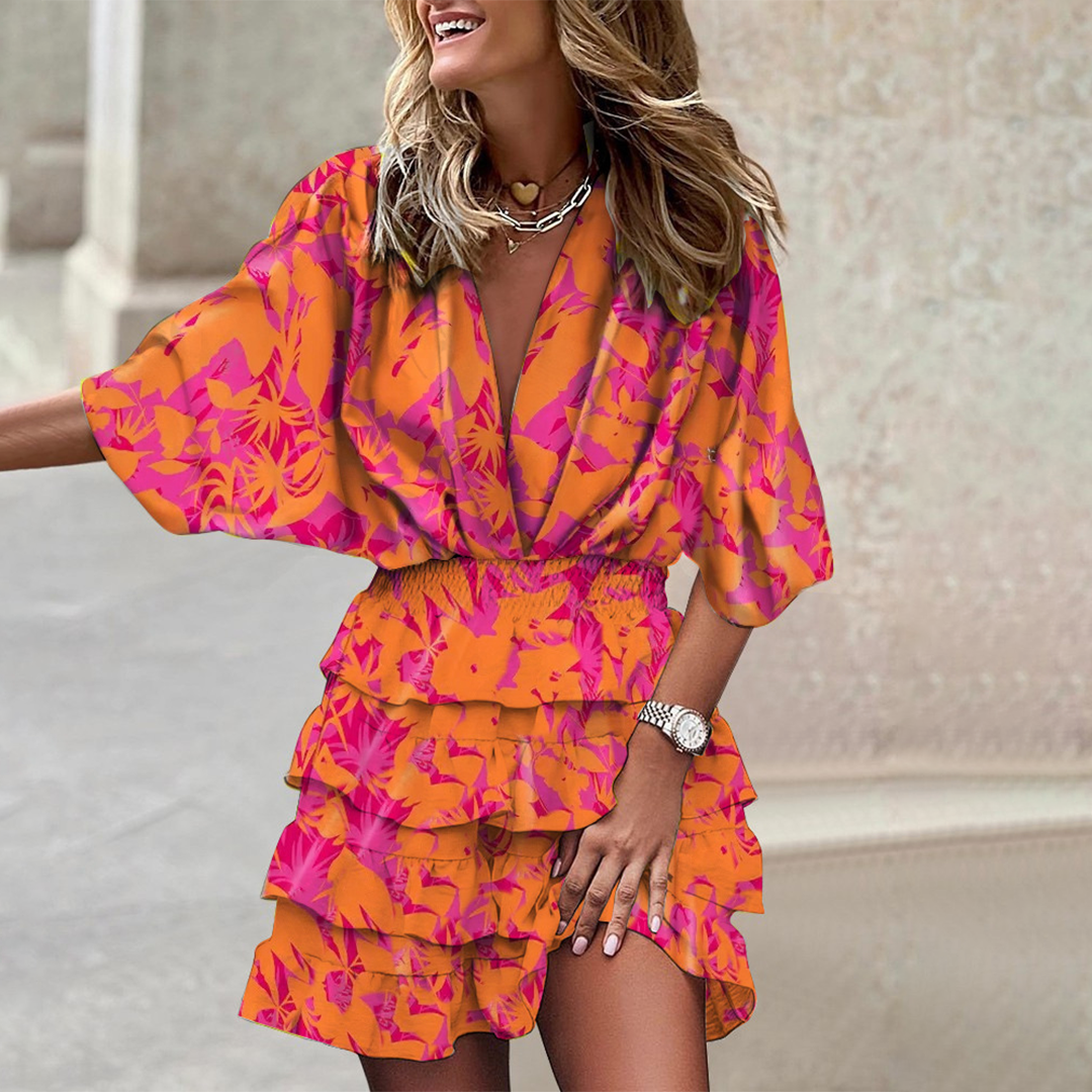 Tropical Wrap Mini Dress | Multicolor | Silk | Ideal for Summer Parties