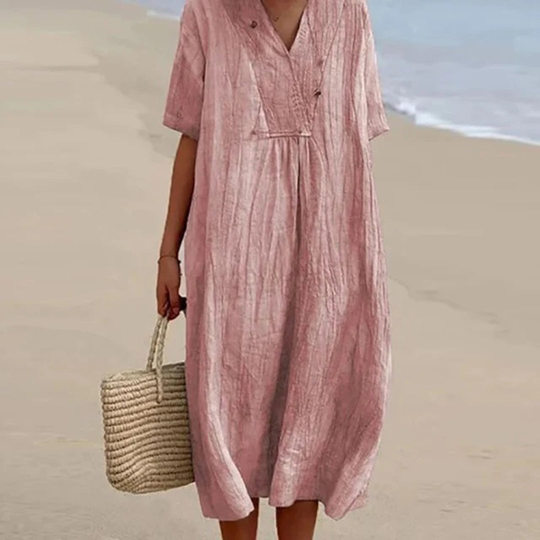 Relaxed Beach Dress | Multicolor | Linen | Perfect for Beach Days