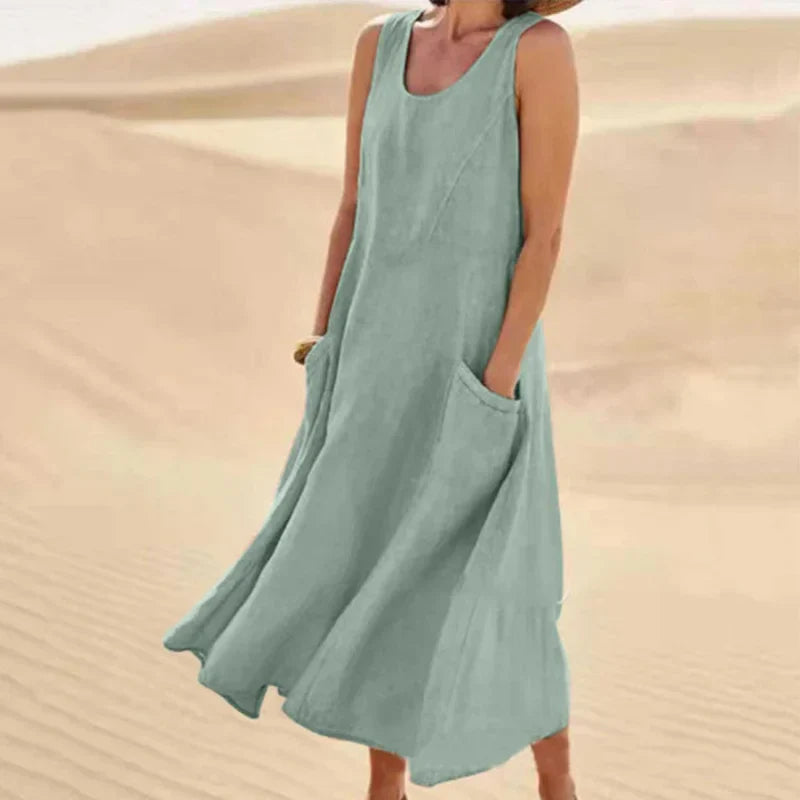 Ava | Casual Sleeveless Maxi Dress | Cotton Blend