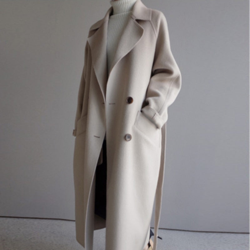 Women's Wool Coat | Multicolor | Button Closure | Long Overcoat