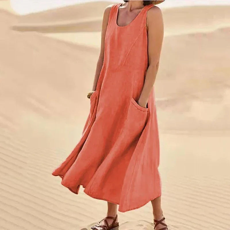 Ava | Casual Sleeveless Maxi Dress | Cotton Blend