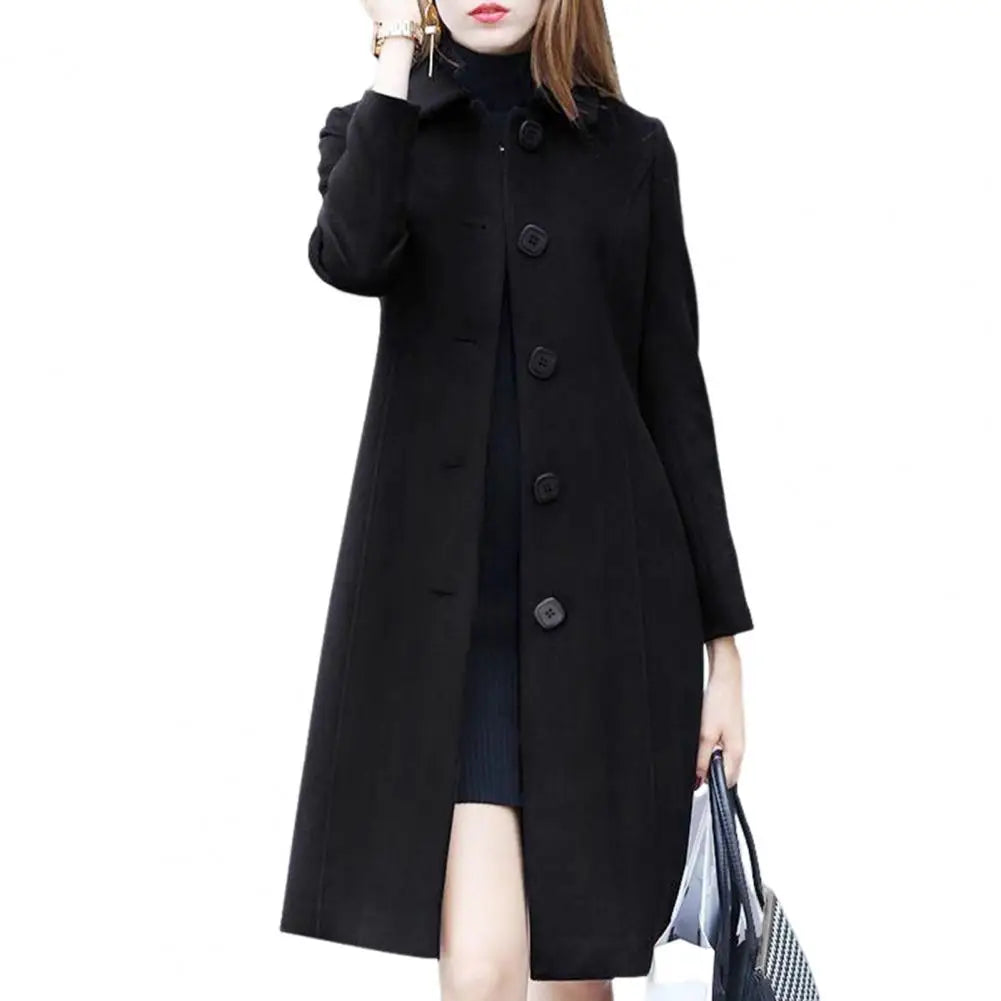 Women's Long Woolen Coat | Wool | Elegant and Warm