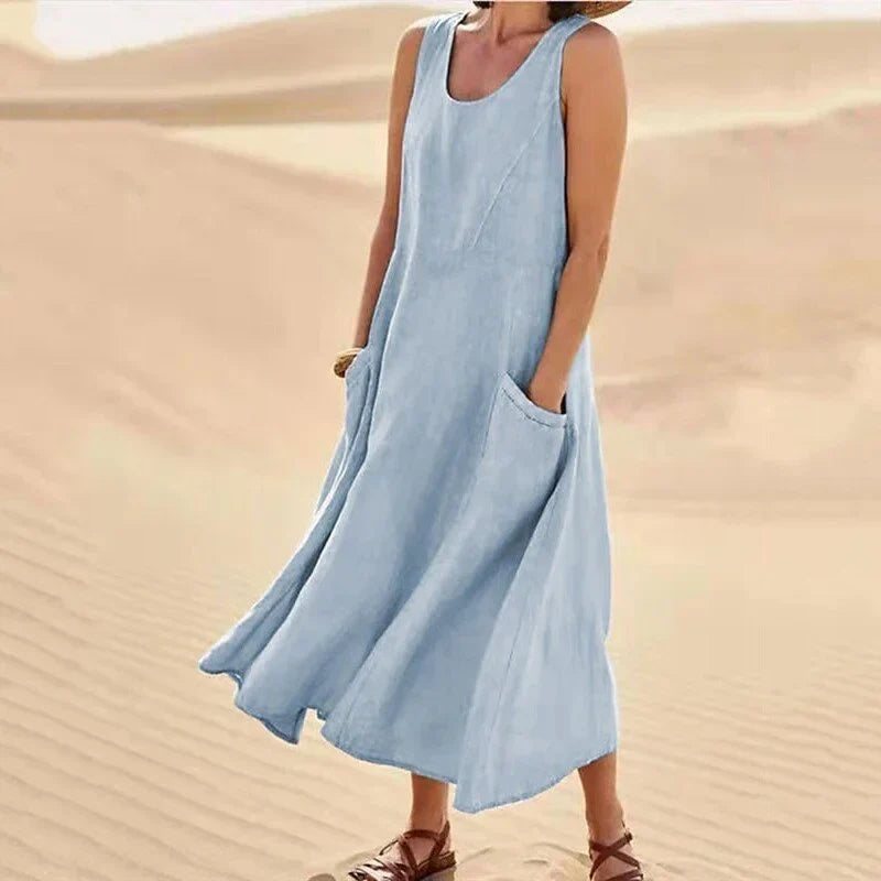 Ava | Casual Sleeveless Maxi Dress | Cotton Blend