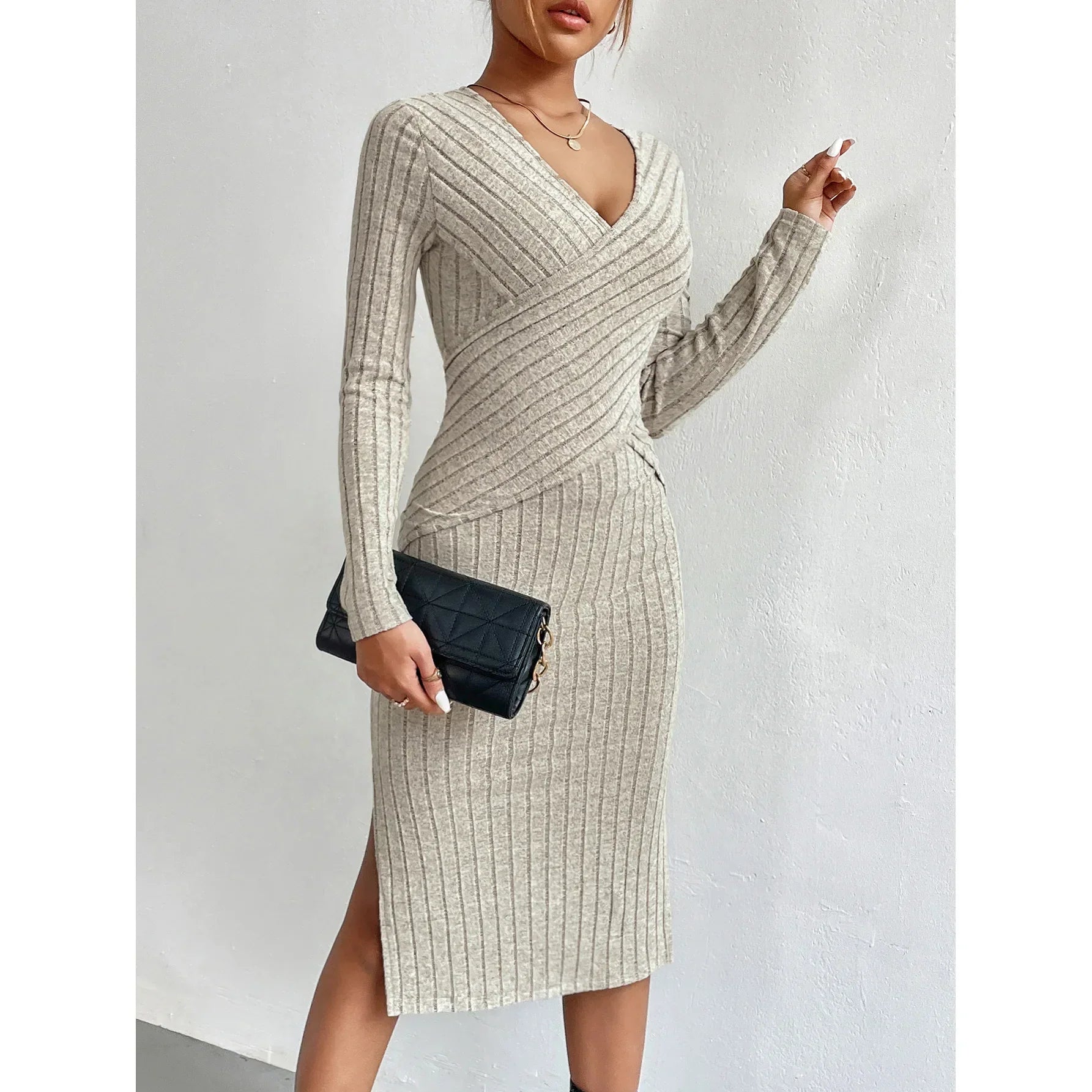 Alina | Beige | Office | Ribbed Knit