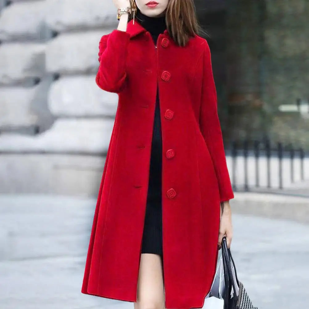 Women's Long Woolen Coat | Wool | Elegant and Warm