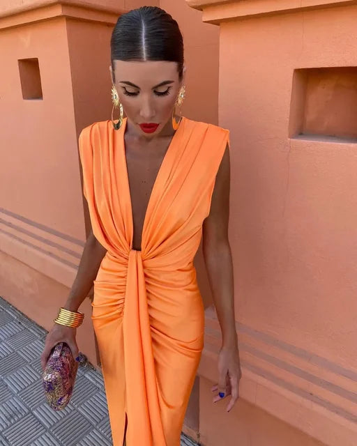 Sunset Glamour Dress | Bold & Chic | Satin