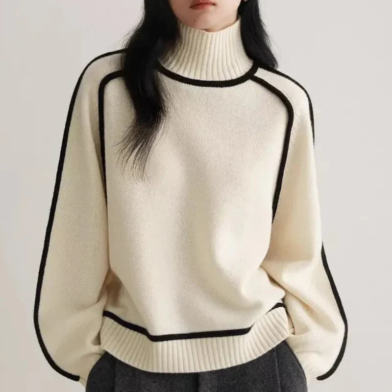 Contrast Trim Turtleneck Sweater | Chic & Cozy | Effortless Elegance