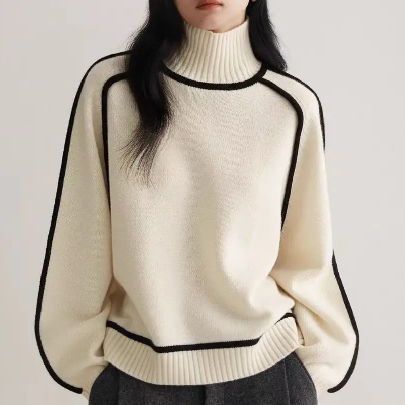 Contrast Trim Turtleneck Sweater | Chic & Cozy | Effortless Elegance