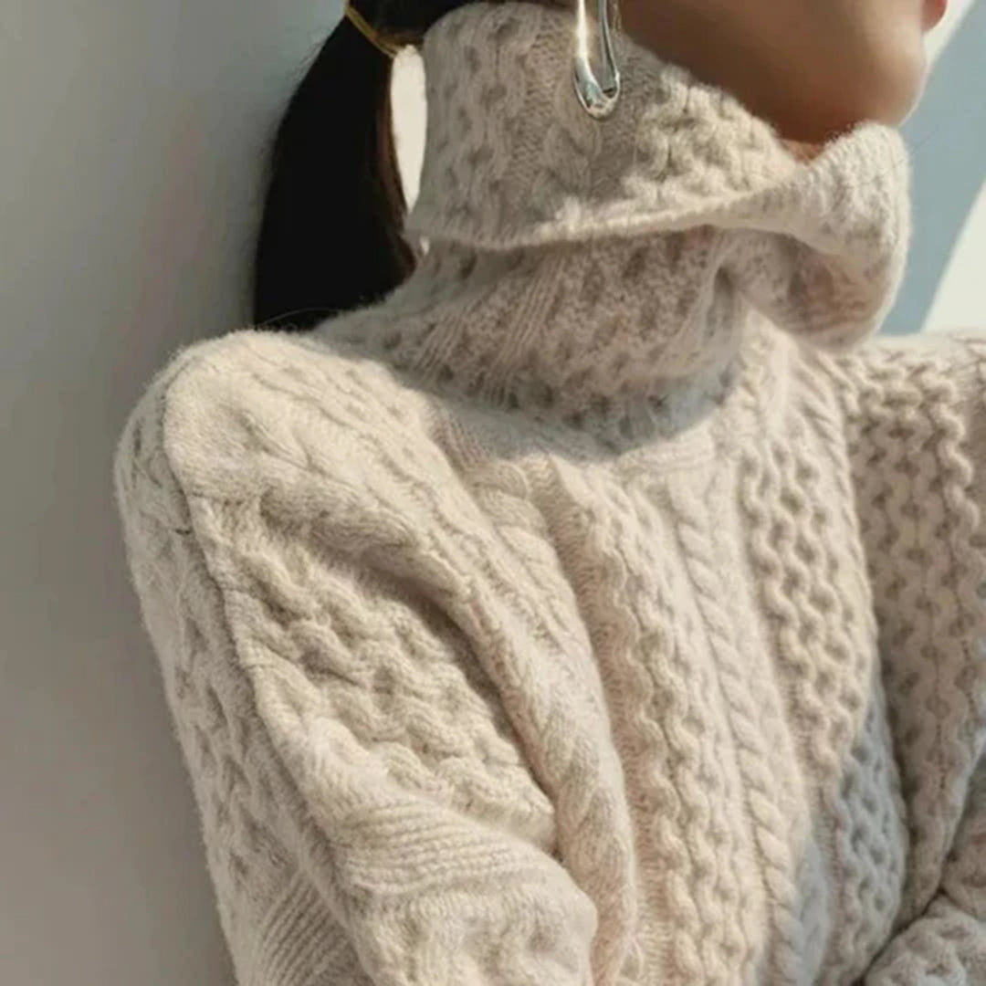 Turtleneck Cable Knit Sweater | Winter Warmth | High-Quality Fabric