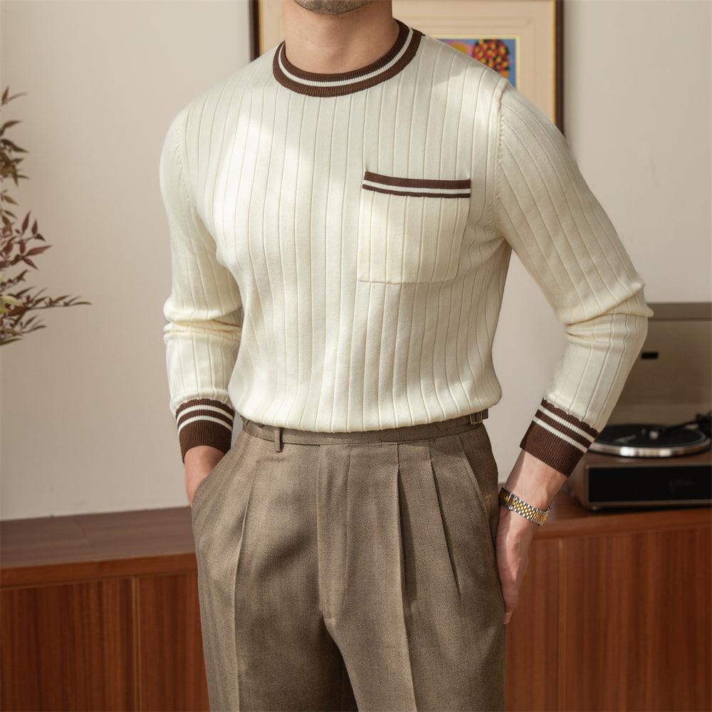 Ribbed Knit Sweater | Contrast Details | Elegant and Comfortable